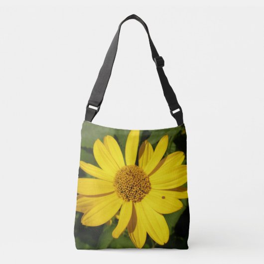 Yellow blossom with green leaves crossbody tas (Voorkant)