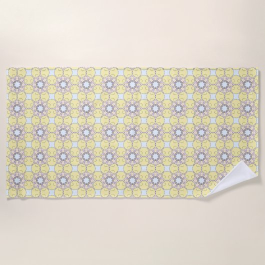 Yellow, blue and gray geometric patterned  strandlaken (Voorkant)