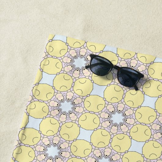 Yellow, blue and gray geometric patterned  strandlaken (In situ)