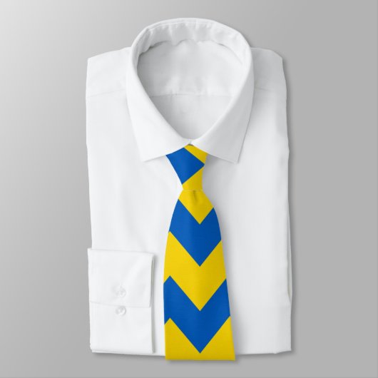 Yellow Blue Chevron Pattern Stropdas (Gebonden)
