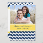 Yellow Blue Chevron Photo rehearsal Dinner Party Kaart (Voorkant / Achterkant)