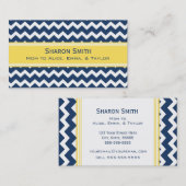 Yellow Blue Chevron Retro mam die kaarten aanroept Visitekaartje (Voorkant / Achterkant)
