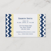 Yellow Blue Chevron Retro mam die kaarten aanroept Visitekaartje (Achterkant)