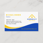 Yellow Blue Classy Roof en Window Logo Home Visitekaartje (Voorkant)
