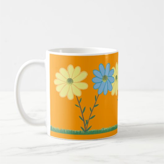 Yellow & Blue Daisy Flowers Custom Mugs Koffiemok (Links)