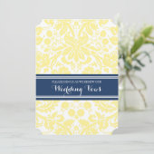 Yellow Blue Damask  Gelofte Vernieuwing Uitnodigin Kaart (Staand voorkant)