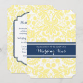 Yellow Blue Damask  Gelofte Vernieuwing Uitnodigin Kaart (Voorkant / Achterkant)