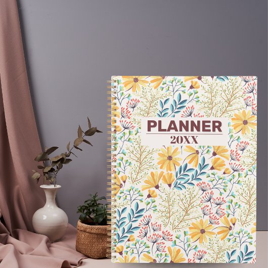 Yellow Blue Floral Planner & Journal Notitieboek