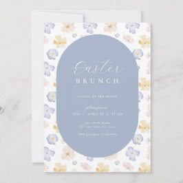 Yellow Blue Flower Easter Brunch Uitnodiging
