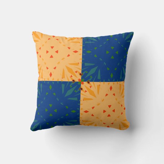 Yellow Blue Geometric Nursery Decor Patchwork Kussen (Achterkant)