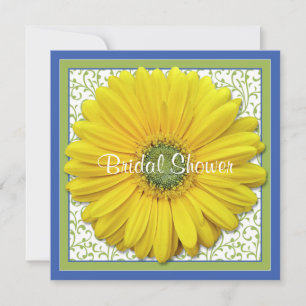 Yellow Blue Green Daisy Bridal Shower Kaart