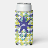 Yellow Blue Grunge Texture Circle Pattern Art. Seltzer Blikjeskoeler (Seltzer Voorkant)