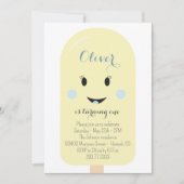 Yellow Blue Ice Cream Cone Scoop Birthday Party Kaart (Voorkant)