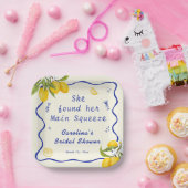 Yellow Blue Lemon Main Squeeze Vrijgezellenfeest Papieren Bordje (Feest)