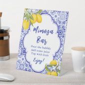 Yellow Blue Lemon Vrijgezellenfeest Mimosa Bar Reclamebord Met Voetstuk (Insitu)