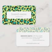 Yellow Blue leopard Skin Animal Print Patroon Visitekaartje (Voorkant / Achterkant)