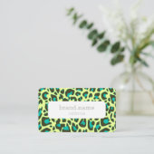 Yellow Blue leopard Skin Animal Print Patroon Visitekaartje (Staand voorkant)