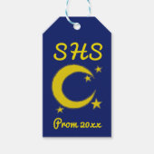 Yellow Blue Night Sky Crescent Moon Stars Prom Cadeaulabel (Voorkant)
