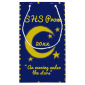 Yellow Blue Night Sky Crescent Moon Stars Prom Klein Cadeauzakje (Achterkant)