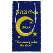 Yellow Blue Night Sky Crescent Moon Stars Prom Klein Cadeauzakje (Voorkant)
