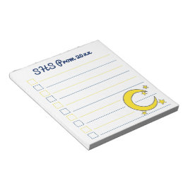 Yellow Blue Night Sky Crescent Moon Stars Prom Notitieblok