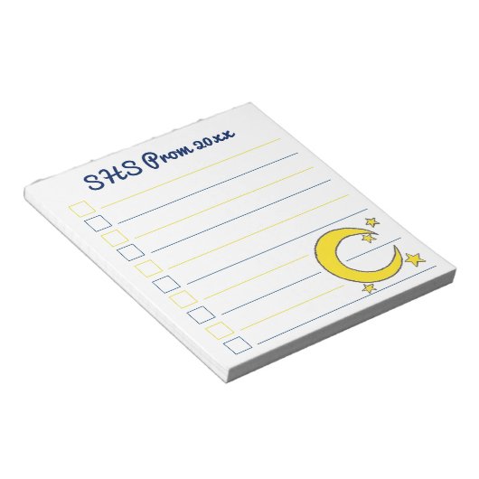 Yellow Blue Night Sky Crescent Moon Stars Prom Notitieblok (Schuin)