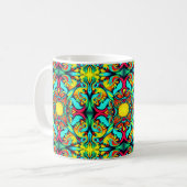 Yellow Blue Patterned Coffee Mok (Voorkant links)