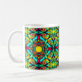 Yellow Blue Patterned Coffee Mok