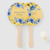 Yellow Blue Peony Vrijgezellenfeest dank u Handwaaier (Voorkant en achterkant)