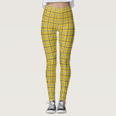 Yellow Blue Plaid Classic Pattern Retro Leggings (Voorkant)