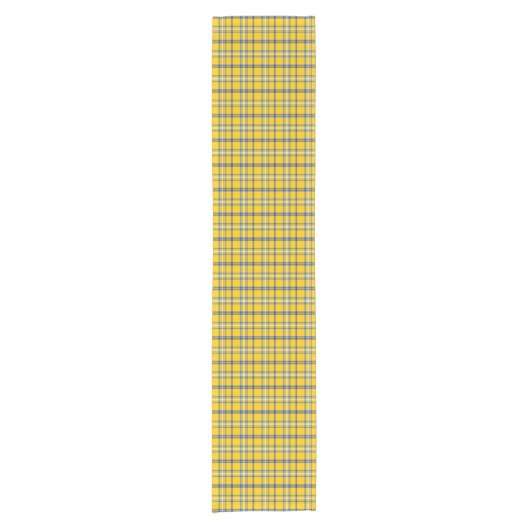 Yellow Blue Plaid Classic Pattern Table Runner Korte Tafelloper (Voorkant)