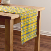 Yellow Blue Plaid Classic Pattern Table Runner Korte Tafelloper (Voorbeeld)