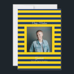 Yellow Blue Preppy High School Photo Grad Cards Aankondiging<br><div class="desc">Part of Grad Collection - Add your custom matching envelope, stickers, and more Announce your graduate’s achievement with this retro and preppy graduation announcement card. Featuring a modern photo layout and clean typography, this design is perfect for high school graduates celebrating the Class of 2026. Fully customizable with your own...</div>