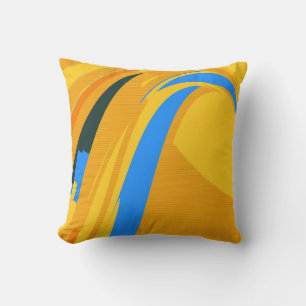 Yellow Blue Retro Abstracte Art Deco Kussen