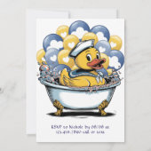 Yellow Blue Rubber Duck Boy Baby shower Kaart (Achterkant)