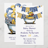 Yellow Blue Rubber Duck Boy Baby shower Kaart (Voorkant / Achterkant)