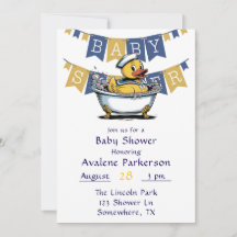 Yellow Blue Rubber Duck Boy Baby shower