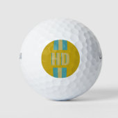 Yellow & Blue striped Shadow monogrammed Luxury Golfballen (Voorkant)