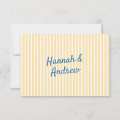 Yellow & Blue Striped Wedding RSVP Kaartje (Achterkant)