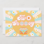 Yellow Blue Two Groovy Retro Foto 2e verjaardag Kaart (Achterkant)