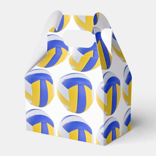 Yellow Blue Volleyball Birthday Party Bedankdoosjes (Achterkant)