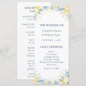 Yellow Blue Watercolor Floral Wedding Program Programmakaart (Voorkant / Achterkant)