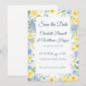 Yellow Blue Watercolor Save the Date (Voorkant / Achterkant)