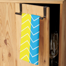 Yellow Blue White Chevron Color Block Patroon Theedoek