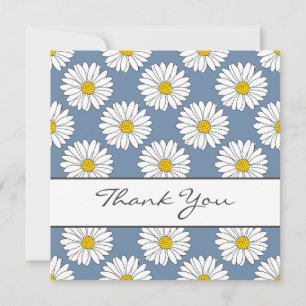 Yellow Blue White Daisy Pattern Bedankkaart