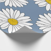 Yellow Blue White Daisy Pattern Cadeaupapier (Hoek)