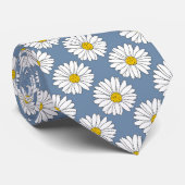 Yellow Blue White Daisy Pattern Stropdas (Opgerold)