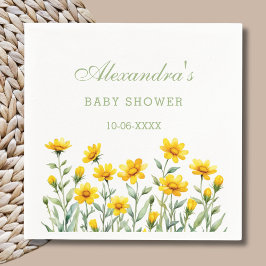 Yellow Boho Chic Wildflower Baby shower Servet