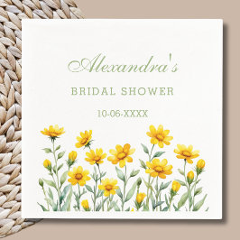 Yellow Boho Chic Wildflower Vrijgezellenfeest Servet
