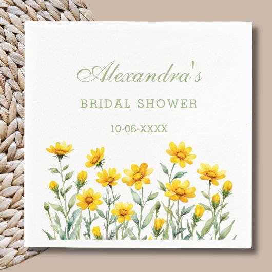 Yellow Boho Chic Wildflower Vrijgezellenfeest Servet